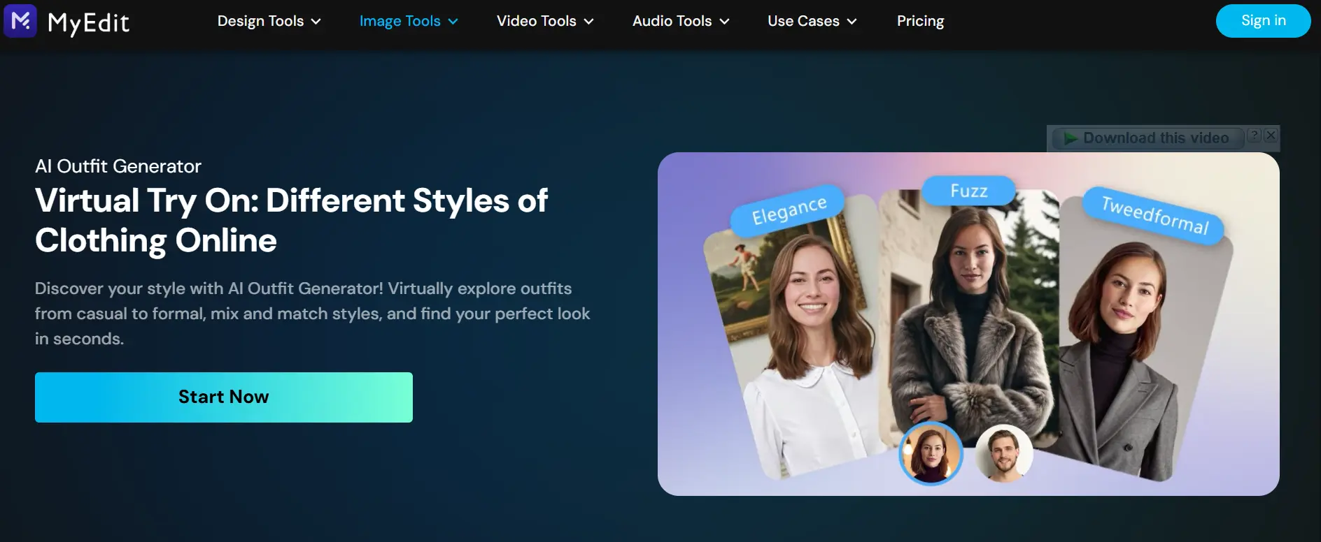 “MyEdit AI Outfit Generator by EXRWebflow virtual try-on styles”