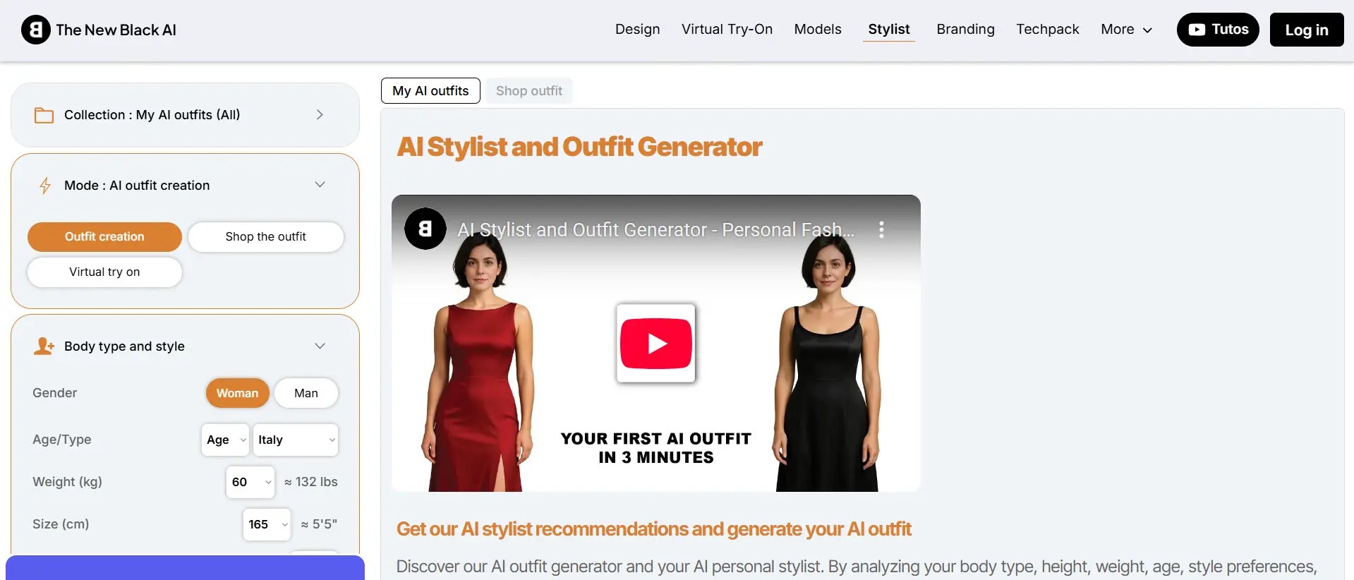 “TheNewBlack AI Outfit Generator by EXRWebflow with virtual stylist”