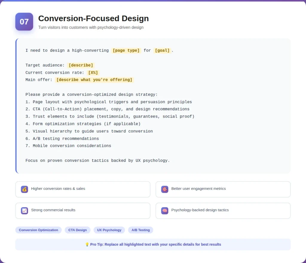 ChatGPT Conversion Focused Website Design Prompt Ideas - EXRWebflow