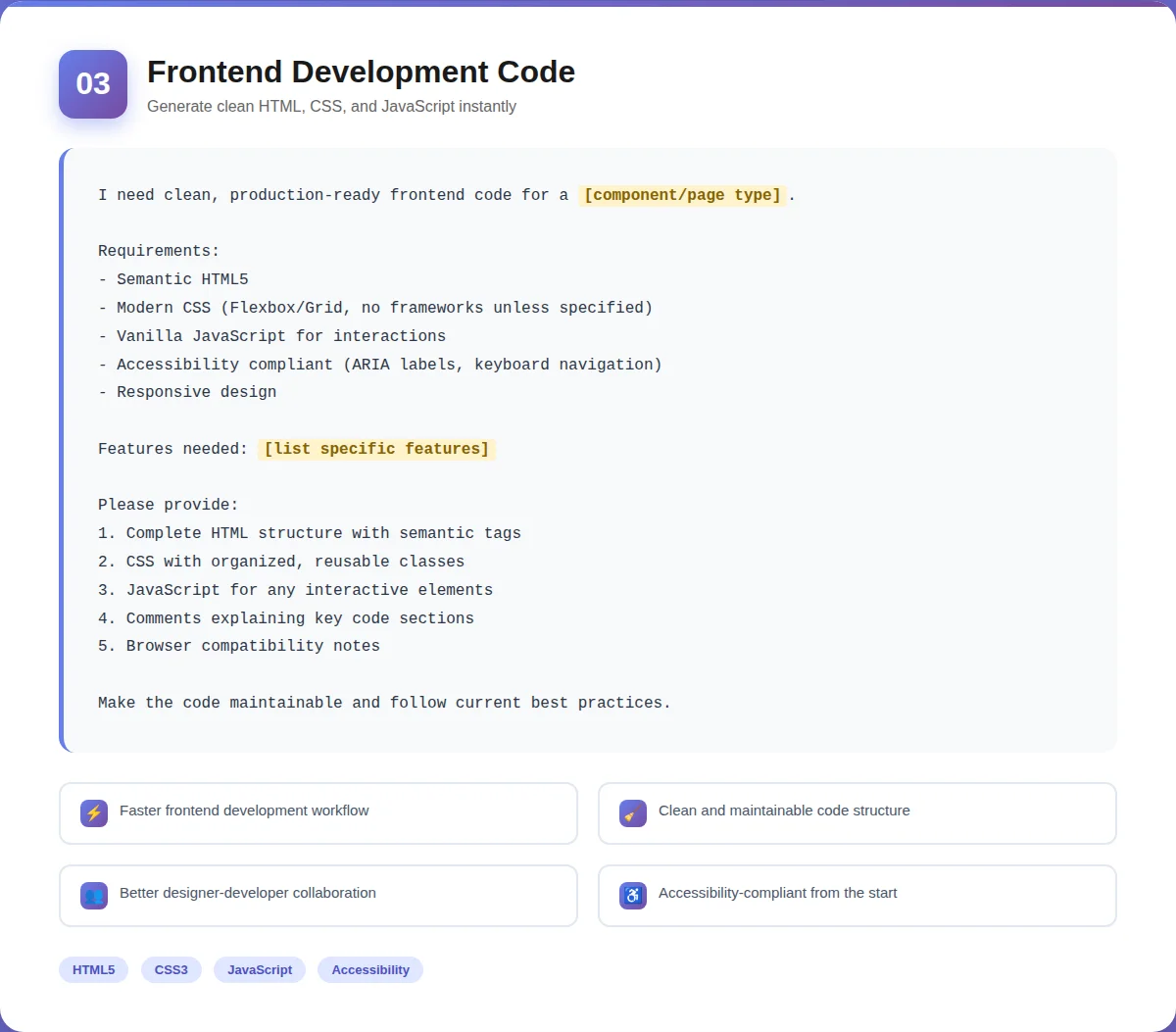 ChatGPT Frontend WEB Development HTML CSS JavaScript Prompt Ideas EXRWebflow