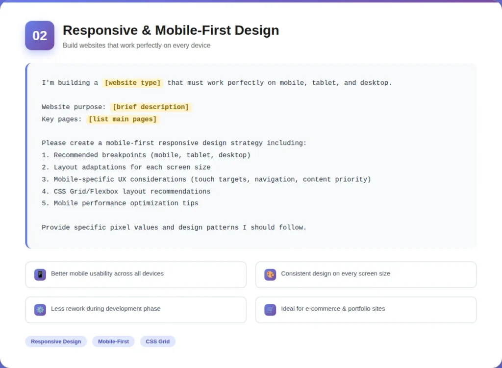ChatGPT Responsive and Mobile First Web Design Prompt Ideas EXRWebflow