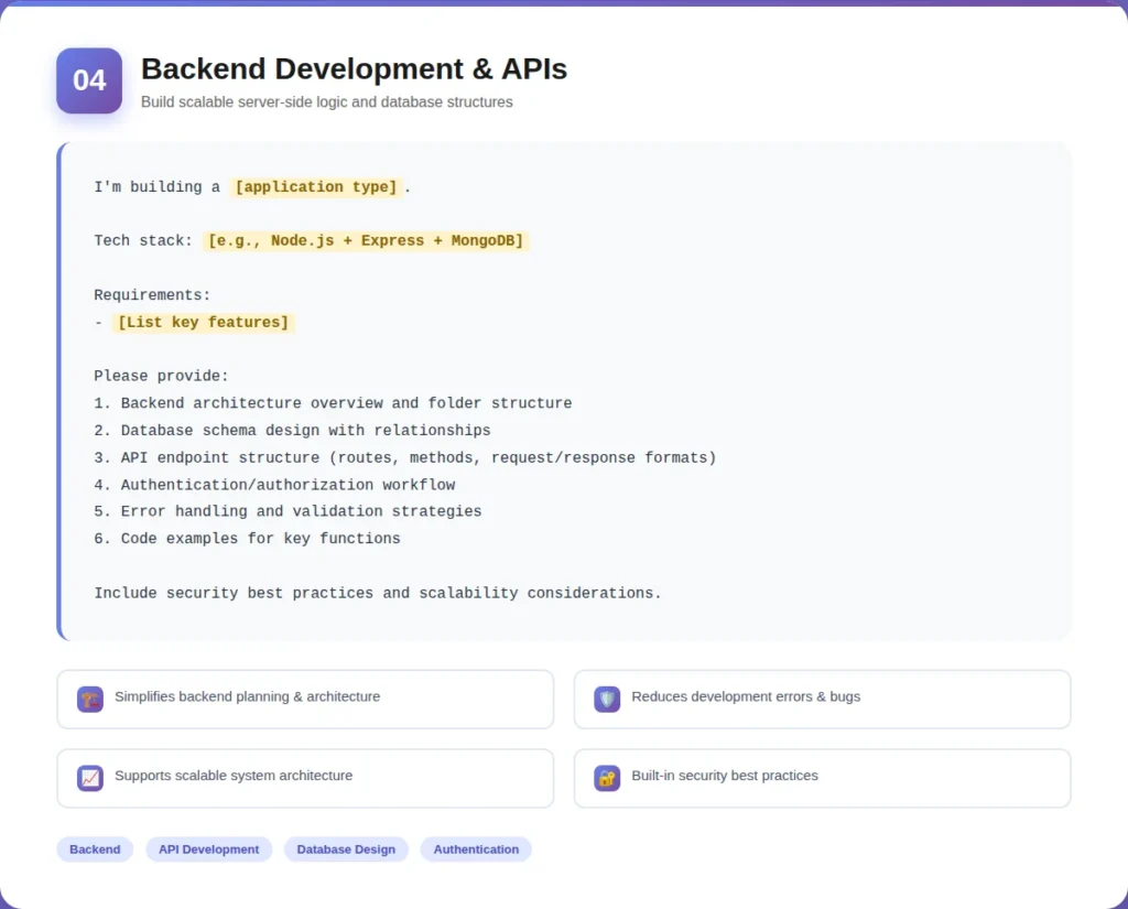 ChatGPT Web Backend Development and API Integration Prompt Ideas EXRWebflow